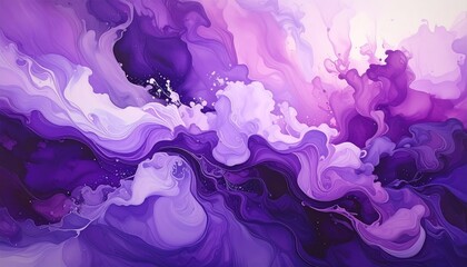 Abstract swirls of purple and white paint blend seamlessly