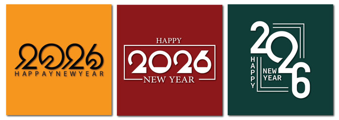 Modern design of 2026 for New Year greeting, Cover, Banner, Happy New Year Greeting Card Number. design for cover, calendar, banner and template, Vector illustration concepts