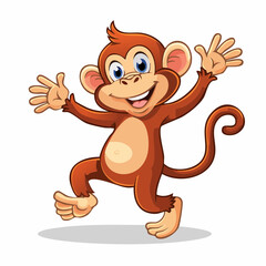 Fototapeta premium Happy Cartoon Monkey Dancing Joyfully with Outstretched Arms, Playful Expression, Vector Design