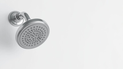 Minimalist Chrome Showerhead with Water Droplets