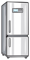 Cartoon style refrigerator illustration, with simple design and two doors
