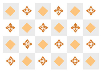 Geometric pattern: decorated small Thai flower on the white background wall