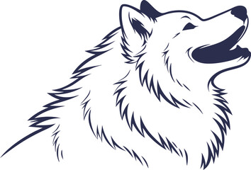 Minimalist happy samoyed dog silhouette perfect for pet branding and joyful design projects