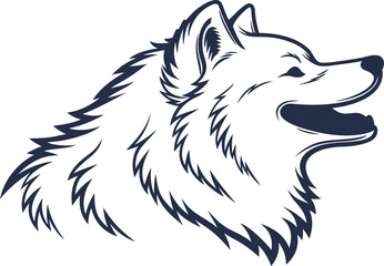 Minimalist silhouette of a happy samoyed dog clean vector graphic for design