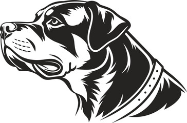 Bold rottweiler head silhouette graphic design for banners and advertisements