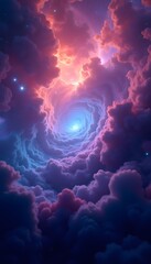 Ethereal Swirl of Vibrant Colors in a Cosmic Cloud Formation Captured in a Dreamlike Nebula Scene Radiating Celestial Beauty and Mystical Vibes