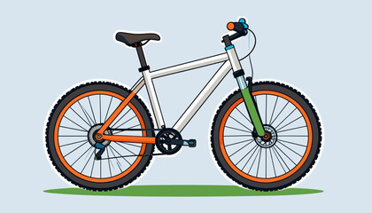 White mountain bike cartoon flat vector illustration