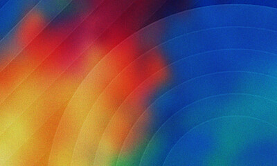 Obraz premium Abstract background with concentric arcs and vibrant color gradients of red orange yellow and blue