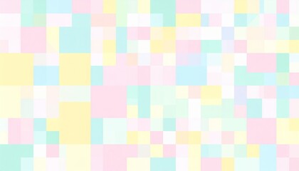 Fototapeta premium Pastel-colored, pixelated background with various shades of pink, yellow, light blue, and green.