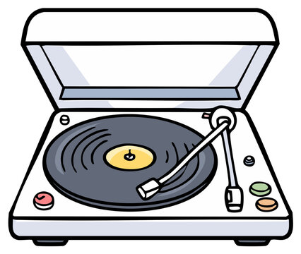white turntable playing vinyl record clip art preview