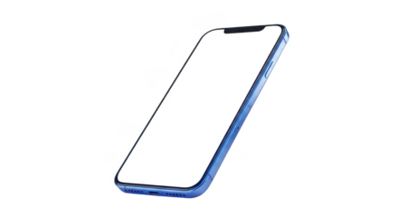 Modern smartphone with glowing edges isolated on transparent background