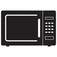 Obraz premium Microwave Oven Icon Graphic Design Vector Illustration for Kitchen Appliances and Modern Cooking Technology in Black and White