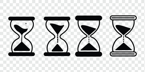 Fototapeta premium Sand clock vector icon isolated on transparent background, Sand clock logo design