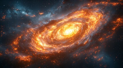 Obraz premium Fiery spiral galaxy in deep space. (1)