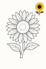 Printable Sunflower Coloring Sheet with Example.