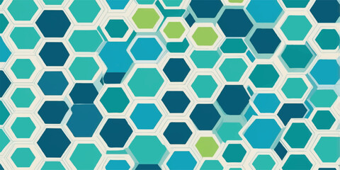 A geometric hexagonal honeycomb pattern design with a seamless grid texture in a black and white color scheme
