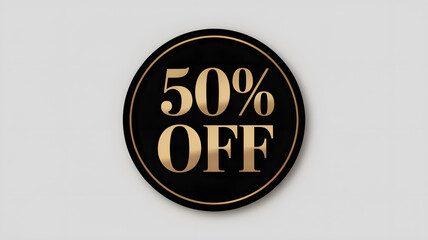 Announce amazing savings with this elegant 50% off sale banner featuring luxurious gold lettering on a sophisticated black background, perfect for driving customer urgency and boosting holiday promoti