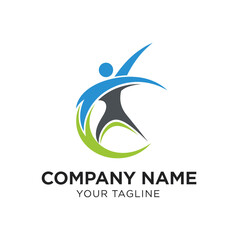 Fototapeta premium Abstract logo of a stylized human figure in motion, symbolizing health and vitality.