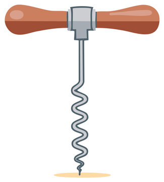brown handled corkscrew isolated on white clip art preview