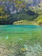 Reflection on the surface of a lake in summer in Jiuzhaigou National Park, China.