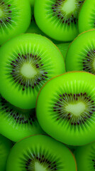 Close-up of sliced fresh green kiwi fruit background. 
