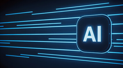 Modern AI technology concept with glowing blue lines and digital interface