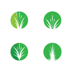 Stylized green grass logo vector symbol design