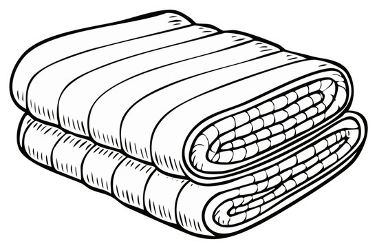black and white folded blankets clip art preview