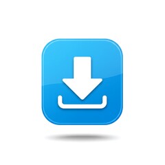 Blue download button isolated on white background