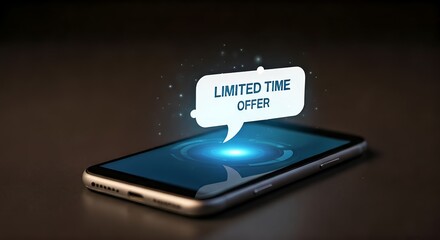 Smartphone with limited time offer notification on screen