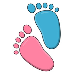 Pink and Blue Baby Footprints Illustration