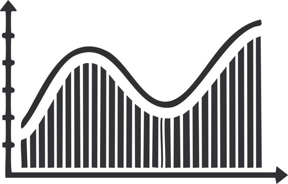 A stylized black and white illustration of a graph depicting data trends and analysis.