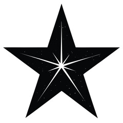 silver star on black background