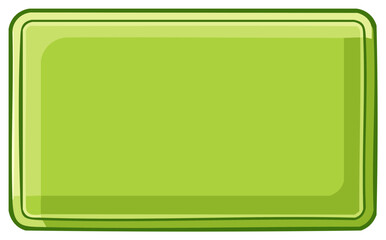 Simple green glossy rectangular button with rounded corners and a cartoon frame