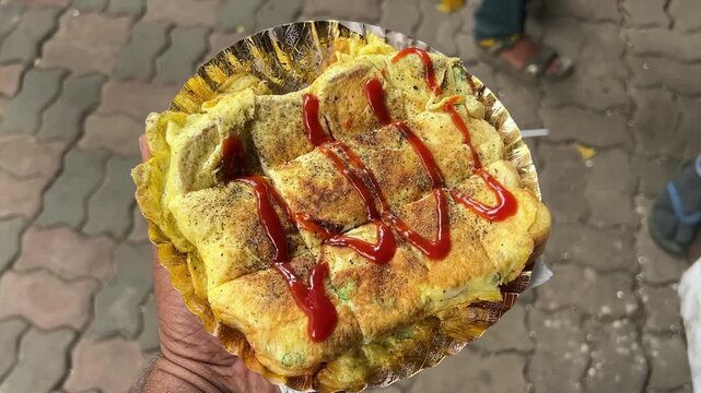 Bread omlet toast, a special  street food sold in Kolkata
