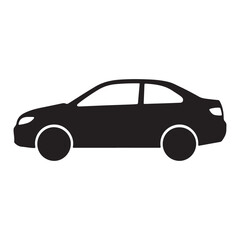 Fototapeta premium Sleek Black Car Silhouette on White Background Automotive Icon Illustration for Design Projects and Marketing Materials