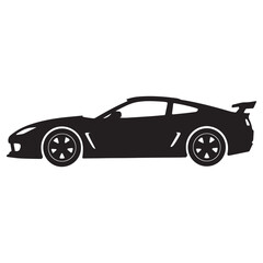 Obraz premium Sleek Black Sports Car Silhouette on White Background Perfect for Automotive Designs and Vector Illustrations