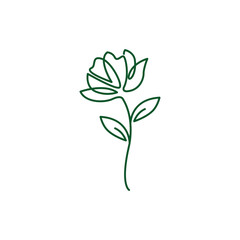 Minimalist flower line art with simple leaves