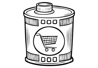Stylized Container Featuring Shopping Cart Icon Isolated Illustration