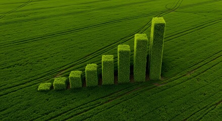 Grass graph showing growth in a green field.