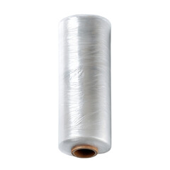 Roll of plastic wrap is shown on top view on transparent background