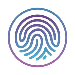 Blue purple gradient fingerprint icon inside circle vector