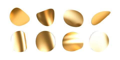 Falling shiny golden confetti, round glitter isolated on white