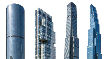 Obraz premium Four skyscrapers isolated on transparent background
