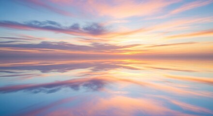 Obraz premium A breathtaking sunset over the ocean with vibrant colors reflecting in the calm water, creating a serene and peaceful atmosphere