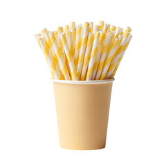 Skin Cup filled with white or yellow straws on transparent background