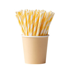 Skin Cup filled with white or yellow straws on transparent background