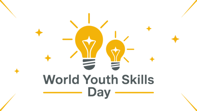 World youth skills day celebration with glowing light bulbs symbolizing ideas and innovation isolated on transparent background