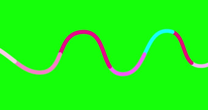 Dark violet background animated with sinusoid shape greenbox. Cute backdrop with color dynamic shape for presentation. Motion design video business explainer style info graphic moving illustration.