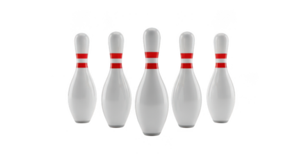 A set of bowling pins isolated on transparent background